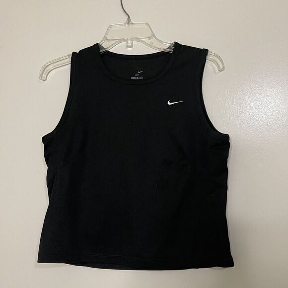 NIKE BLACK CROPPED KNIT TANK TOP SIZE MEDIUM (8-10) - Picture 1 of 5